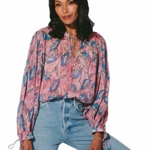 Cleobella Floral Pink and Blue Blouse